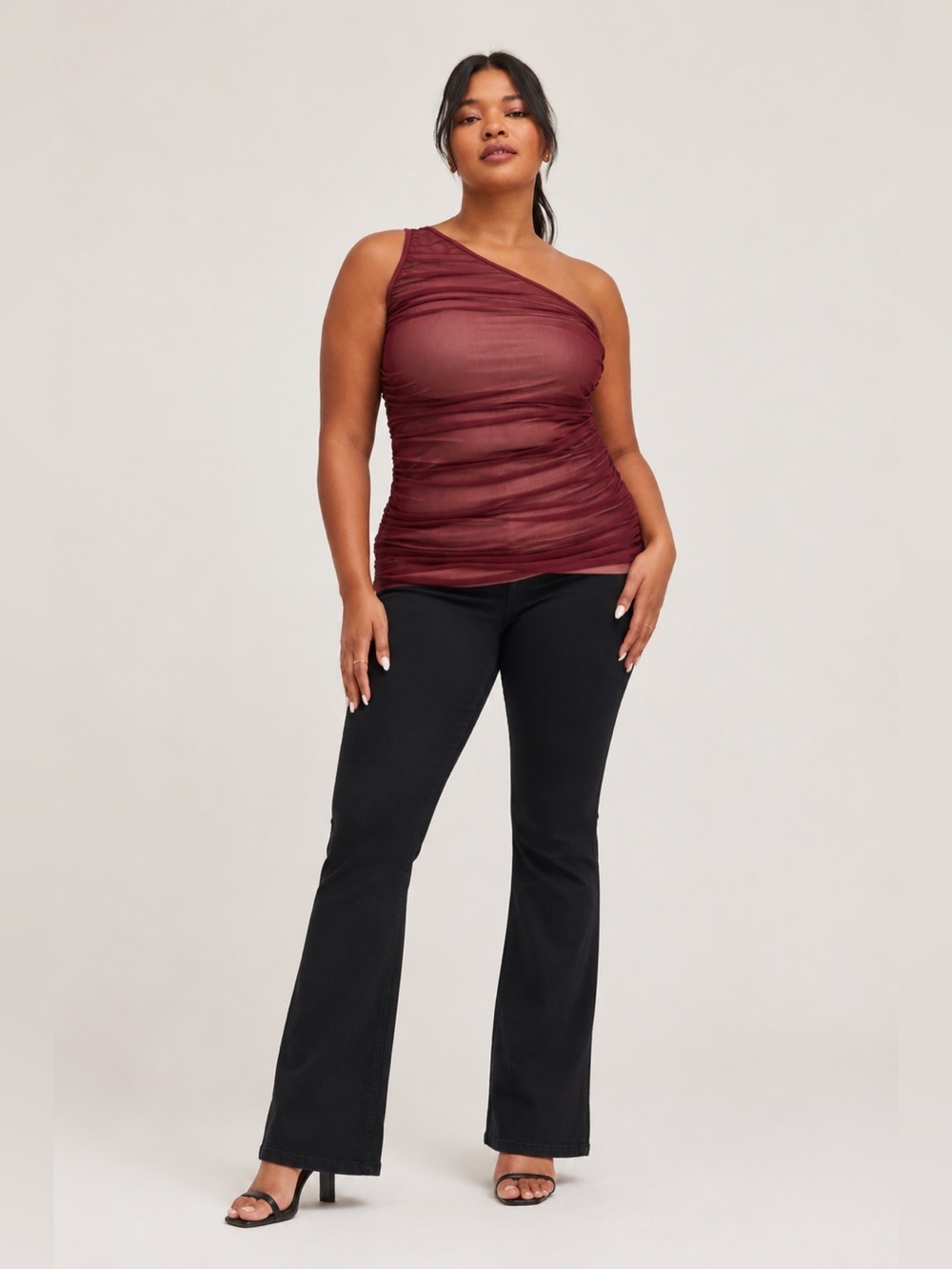 ✨ Torrid Ruched Mesh One Shoulder Going Out Top 4X NWT